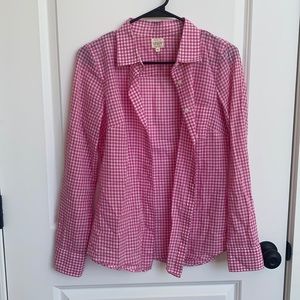 Pink gingham j.crew button up